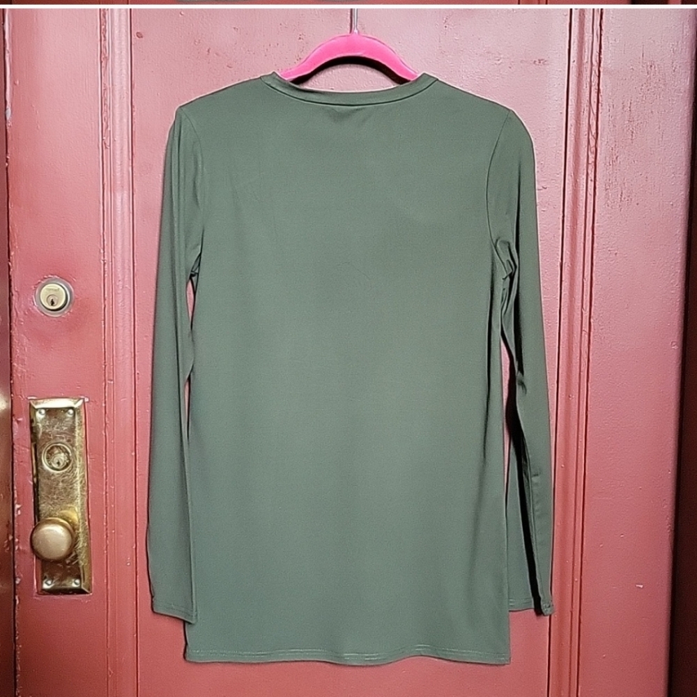 Glass Two elegant Olive Green Women's Tunic Top Size Small